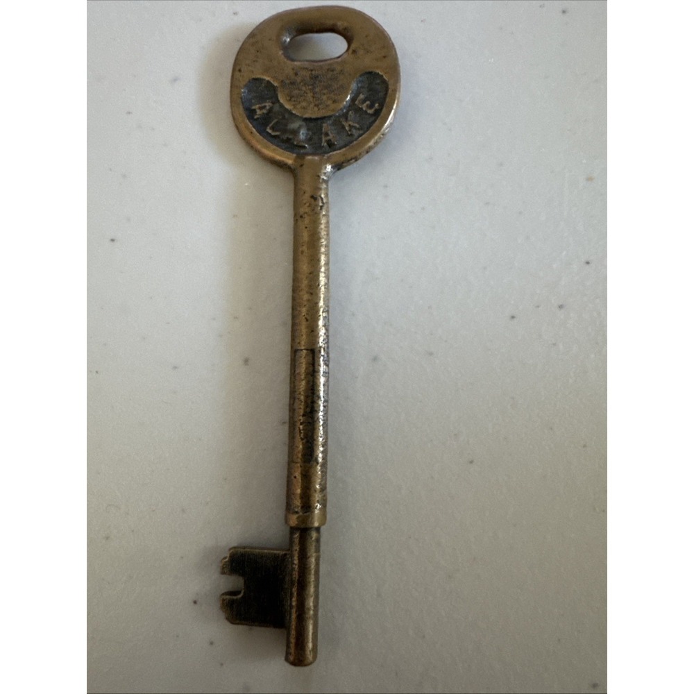 Antique Vintage Adlake Solid Brass Skeleton Key 4" Long